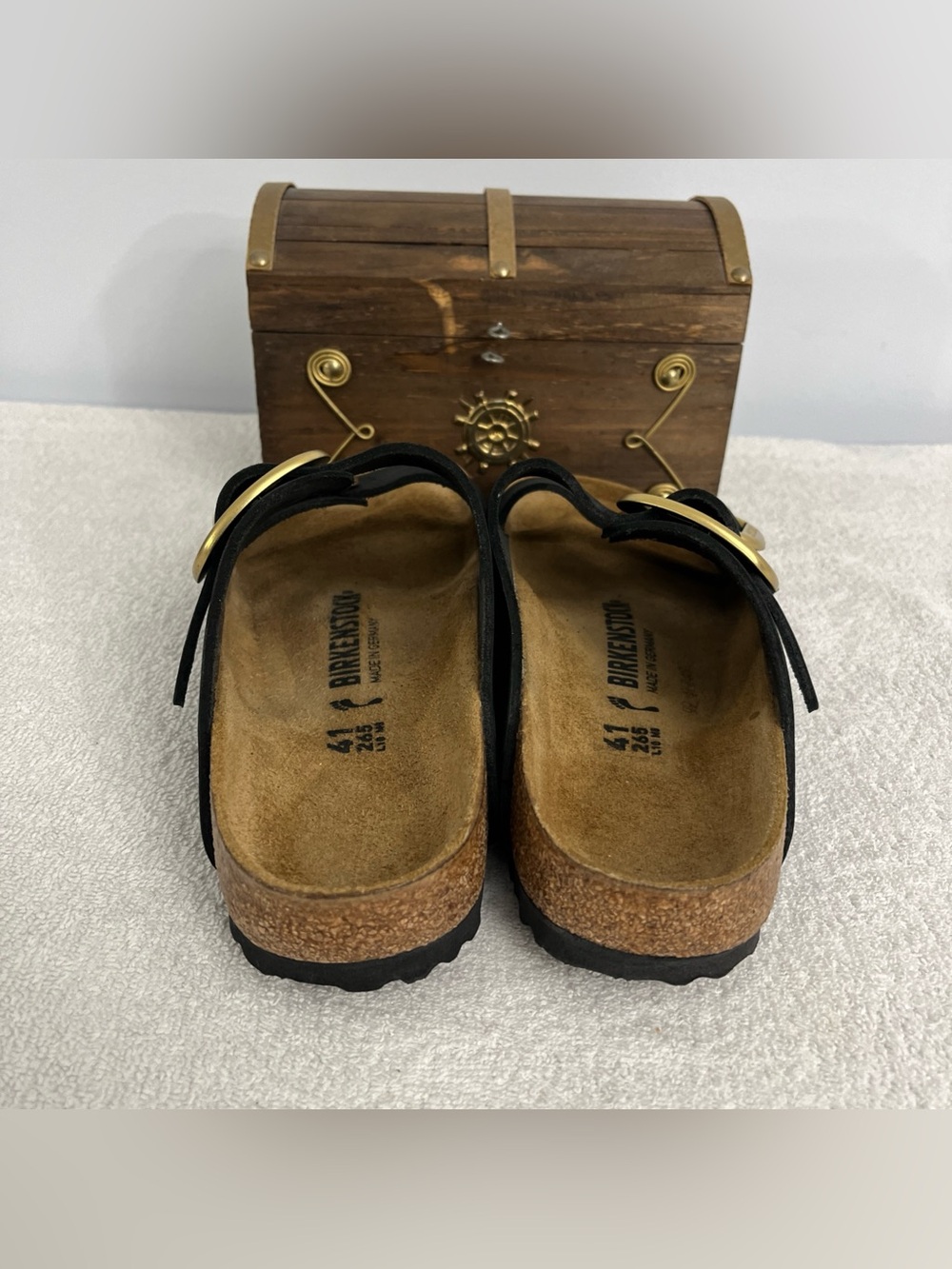 Birkenstock Arizona Big Buckle Sandal Black Nubuck Leather Women’s Size 10 USA - Picture 6 of 12